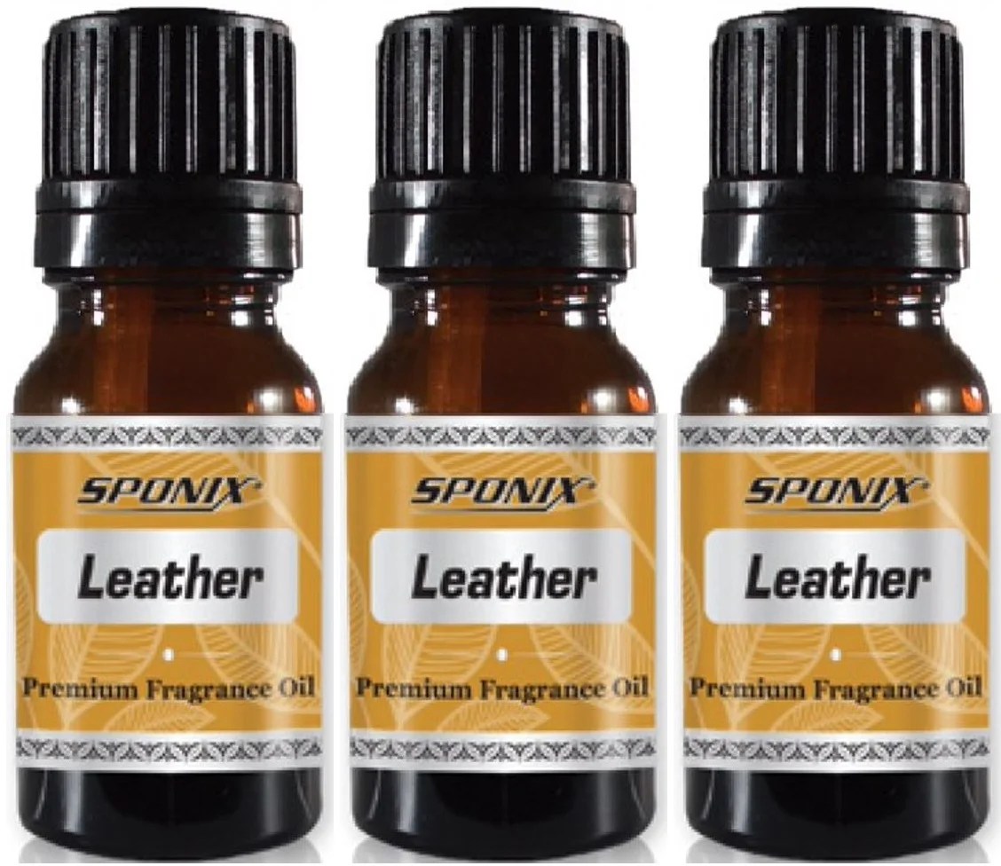 Leather Fragrance Oil 10 ml / 0.33 oz 100 Pure by Sponix Made in USA