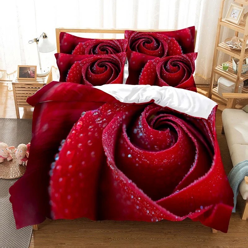Rose comforter set Summer bedding floral 3D digital print comforter set
