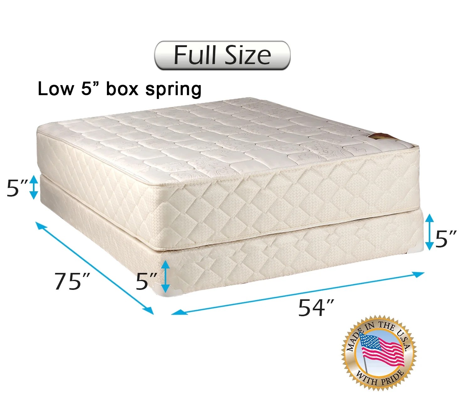 Dream Sleep Grandeur Deluxe Full Size Mattress and Low 5" Height Box