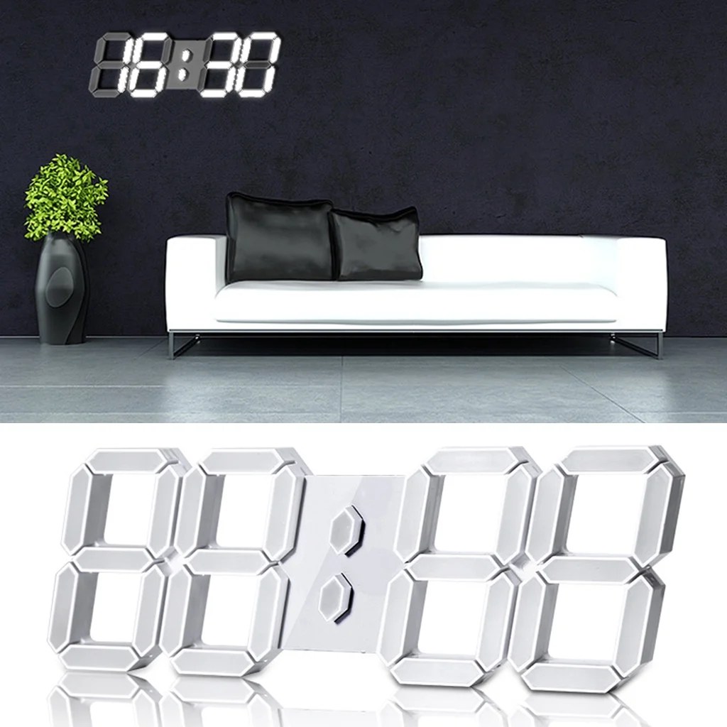 Buy BOOYOU 3D LED Digital Wall Clock with Extra Large Numbers, Remote