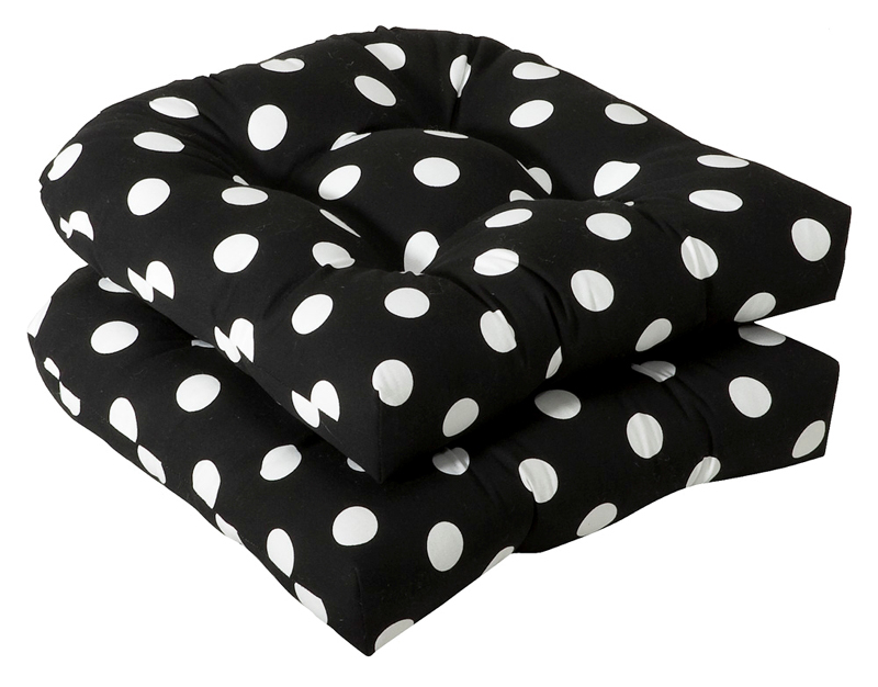 Set of 2 Outdoor Patio Wicker Chair Seat Cushions Black Set of 2 Outdoor Patio Wicker Chair Seat Cushions Black