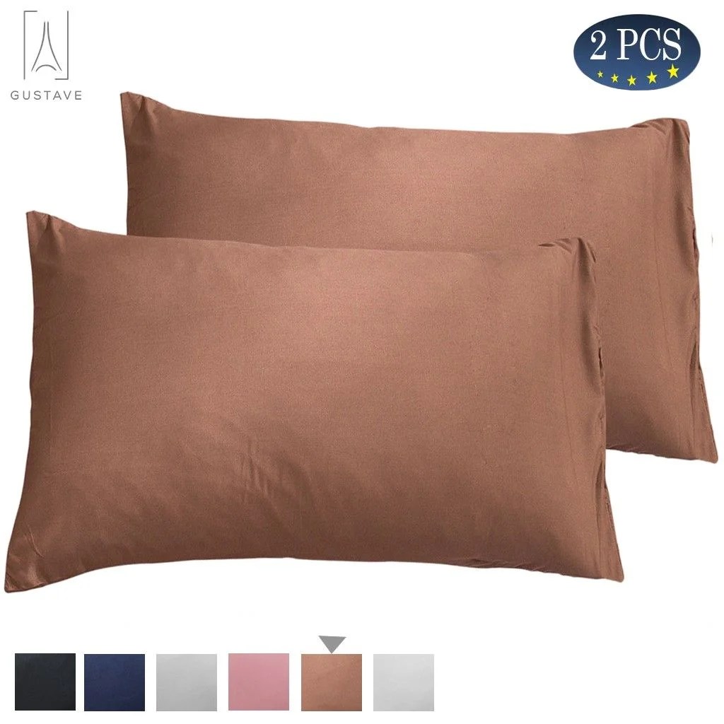 Gustave Coffee Brown Cotton Pillowcases, Queen, (2 Count)