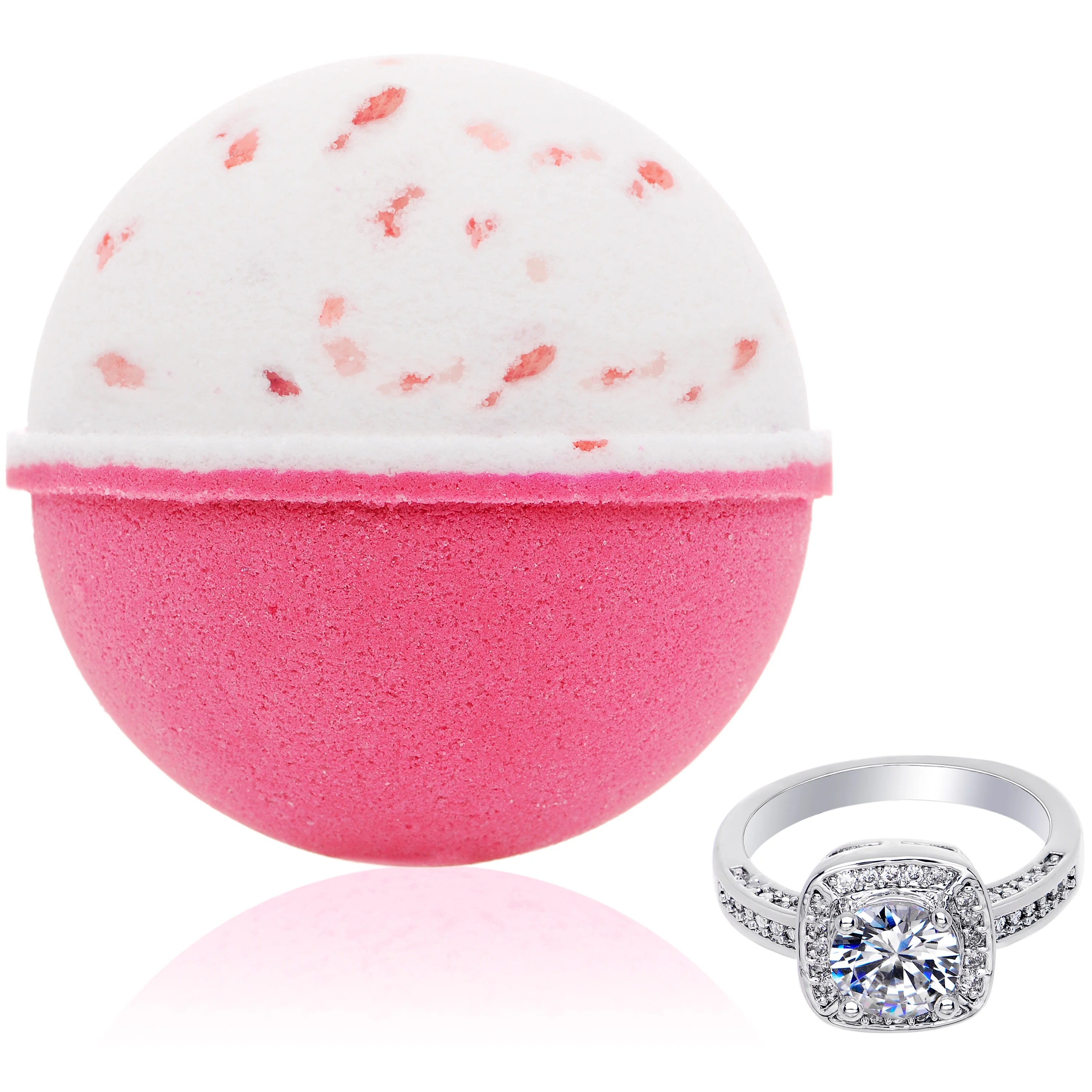 Bath Bomb with Size 7 Ring Inside Pink Himalayan Sea Salt Extra Large