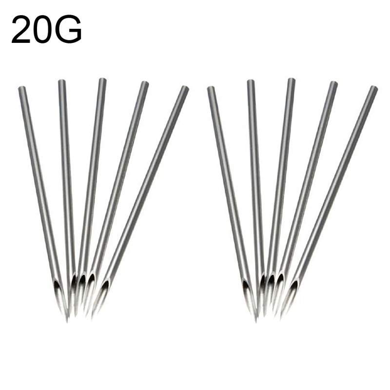 Hexiuwan 10Pcs 12/14/16/18/20G Surgical Steel Disposable Piercing Needles for Navel Nose
