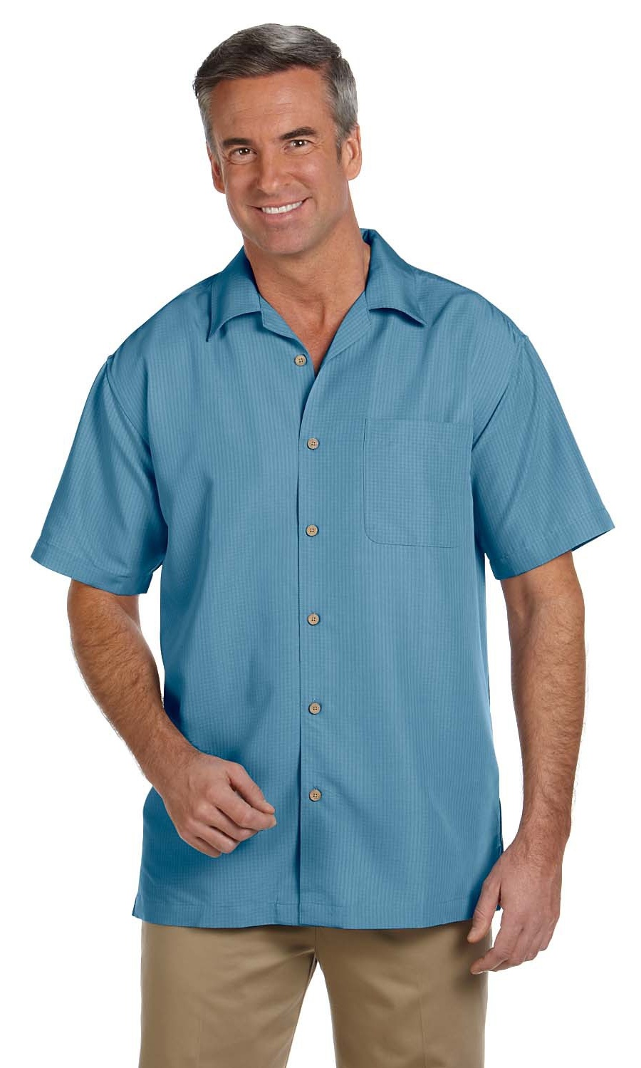 Harriton The Harriton Mens Barbados Textured Camp Shirt CLOUD BLUE