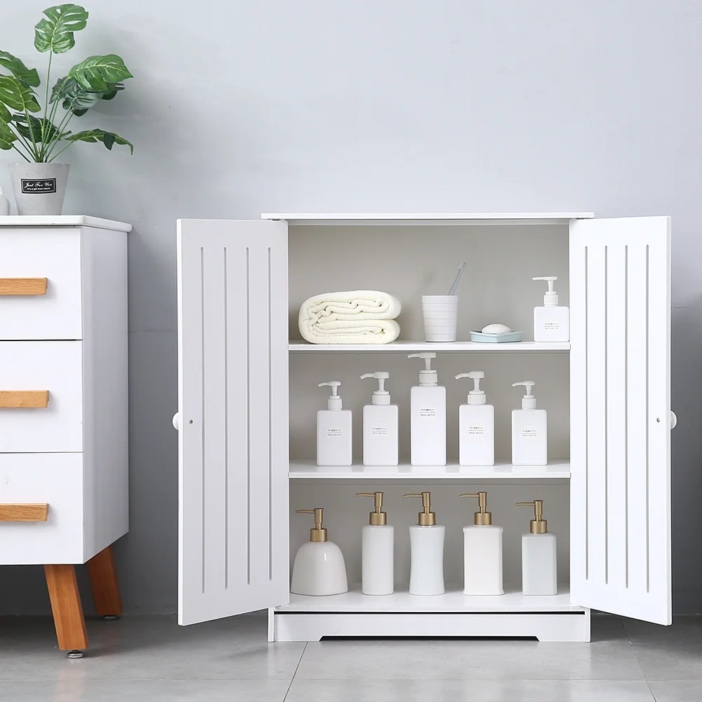 Is loft living leaving you short on closet space? Bathroom Storage Floor Cabinet Upgraded Pvc Floor Storage Cabinet Waterproof Living Room Modern Home Furniture With 2 Doors 3 Tier Shelves Free Standing Storage Cabinet 25 X 12 X 31 5 Q3881 Walmart Com