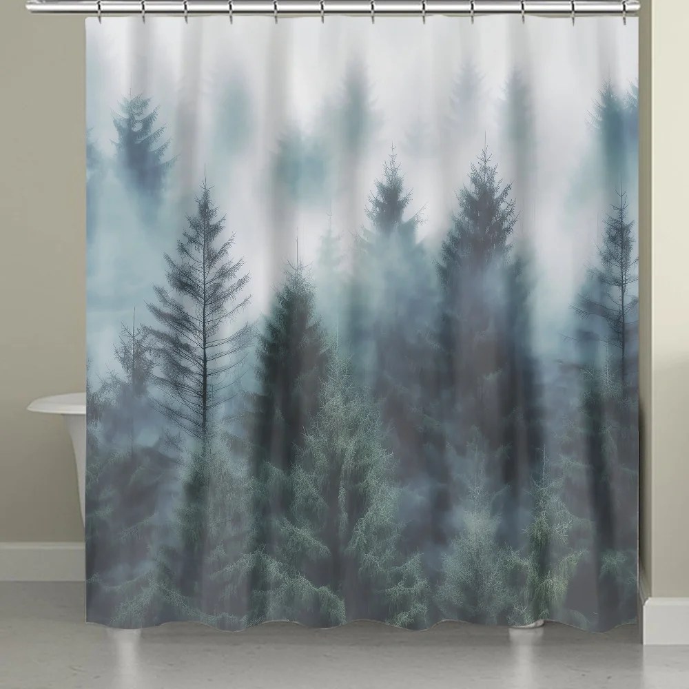 Misty Forest Shower Curtain 60x72 Inch Rustic Foggy Scenic Rainforest
