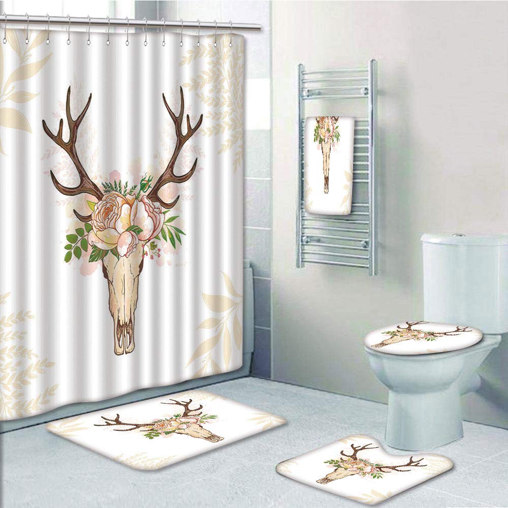 PRTAU Horns Soft Flowers Bouquet Spring Nature Rustic Decor 5 Piece