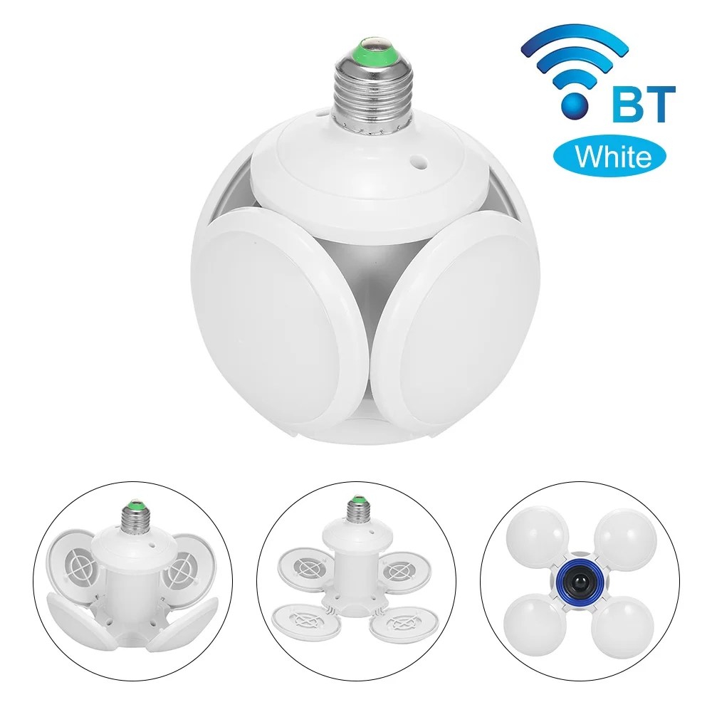 Deformable Football UFO Lamp with Smart BT Speaker E27 Folding LED Lamp