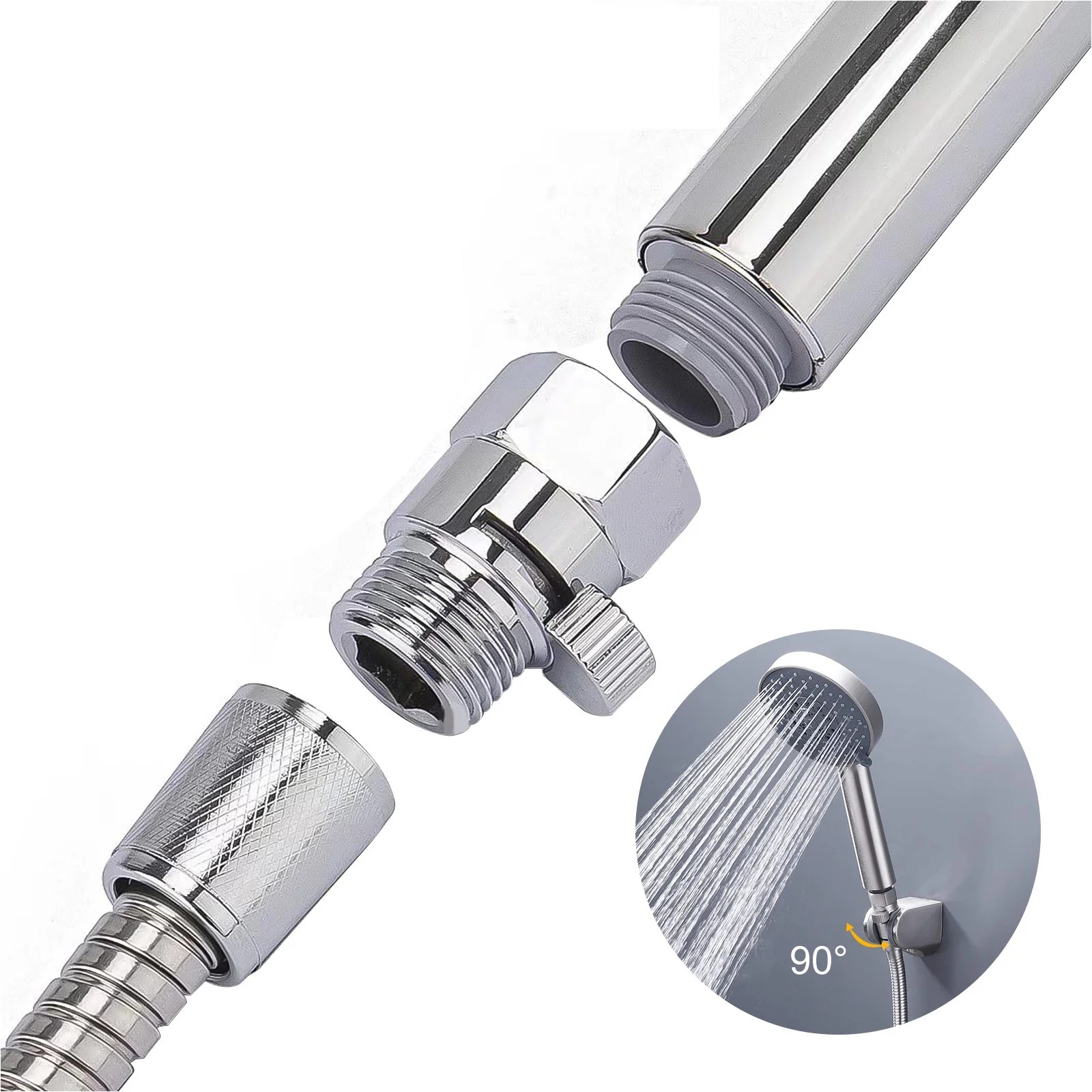 EEEkit Full Brass G1/2" Flow Quick Control Shut OFF Valve Shower Head