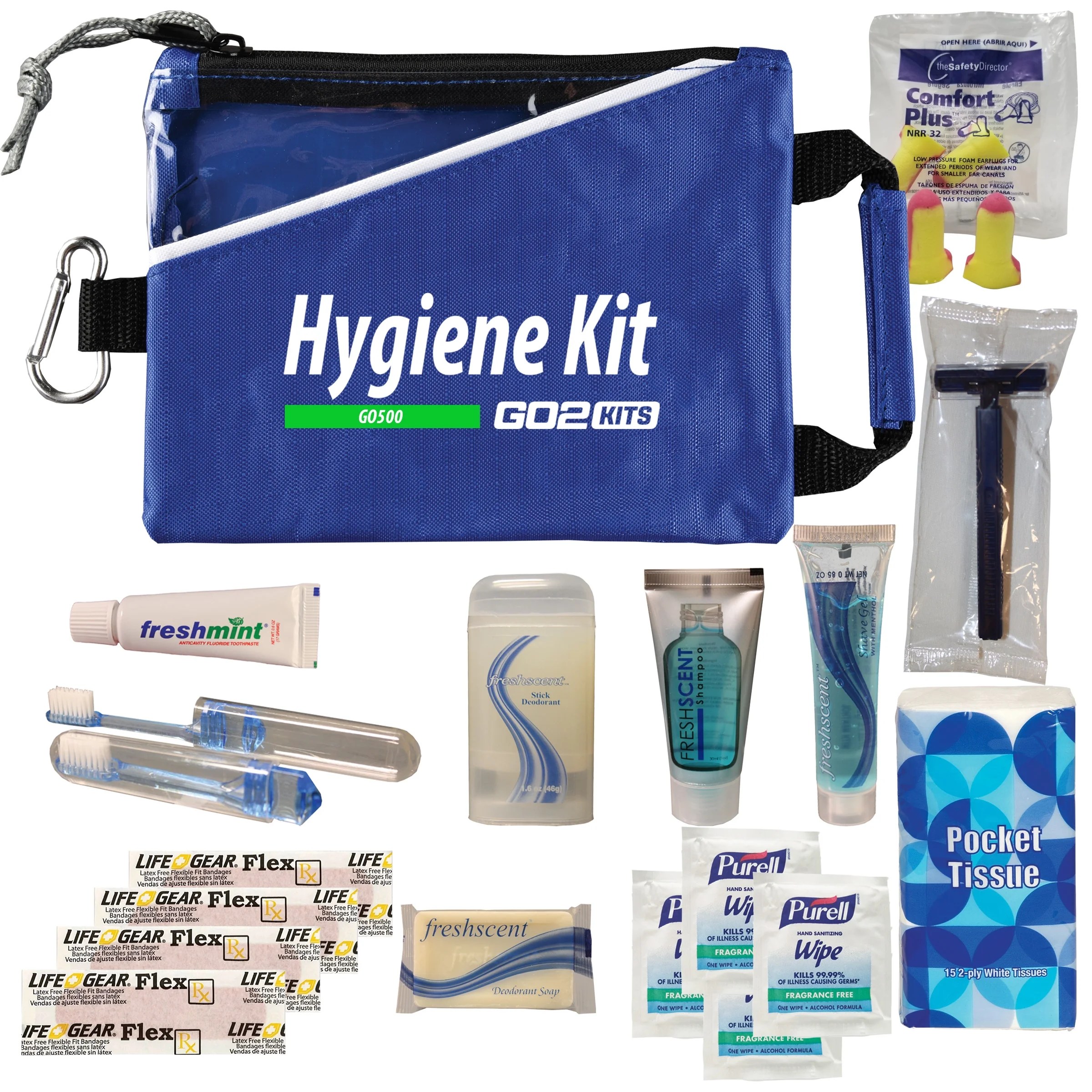 Go2Kits 3Pack Hygiene Essentials Toiletry Kits for Travel, Business, Charity, Hotels
