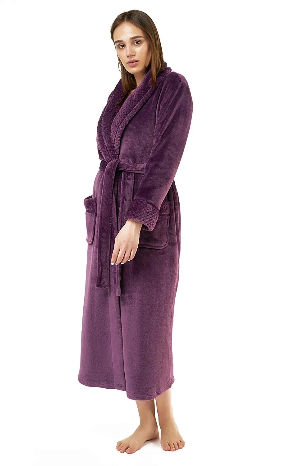Turquaz Linen Womens Plush Soft Robes, Fleece, Long Comfy Robe (Large