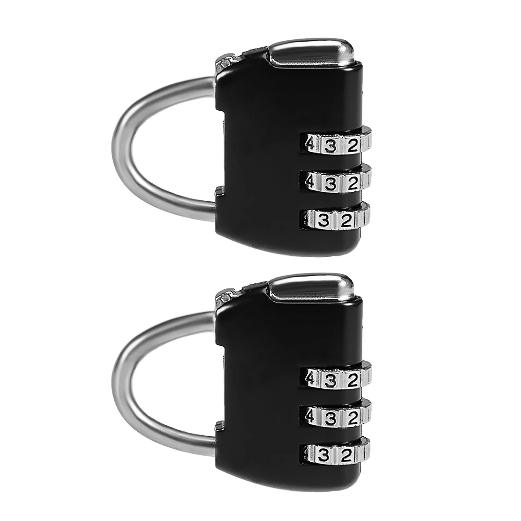 3 Digit Combination Padlock, 4mm Shackle Dia, Luggage Padlocks Black 2Pcs