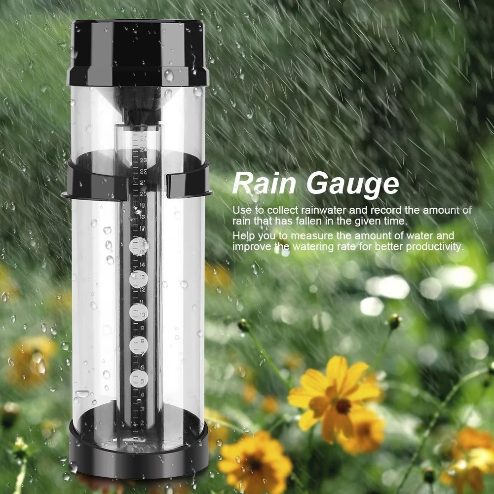 WALFRONT Cylinder Shape Water Rain Gauge Outdoor Garden