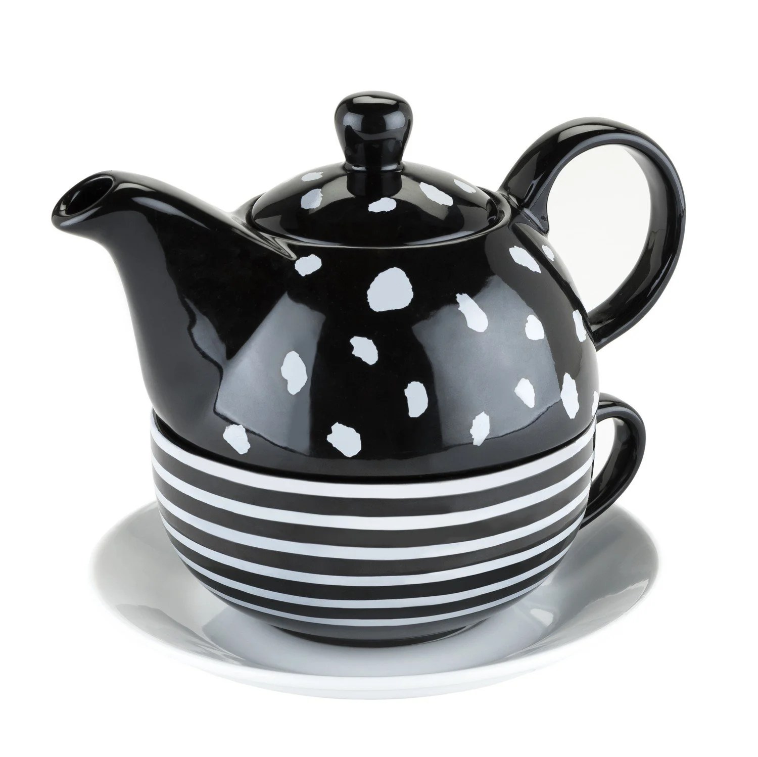 Teapots Ceramic, Addison Black And White Chinese Small Cute Tea For One