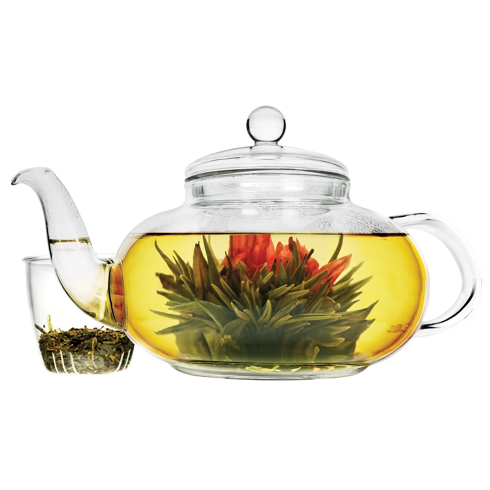 Daisy 40 oz. Temperature Safe Glass Teapot with Glass Loose Leaf Tea