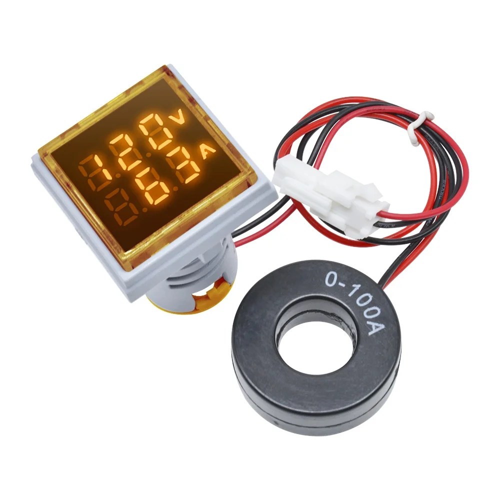 Diymore AC60500V 0100A 22mm 3 in 1 Voltmeter Ammeter LED Light