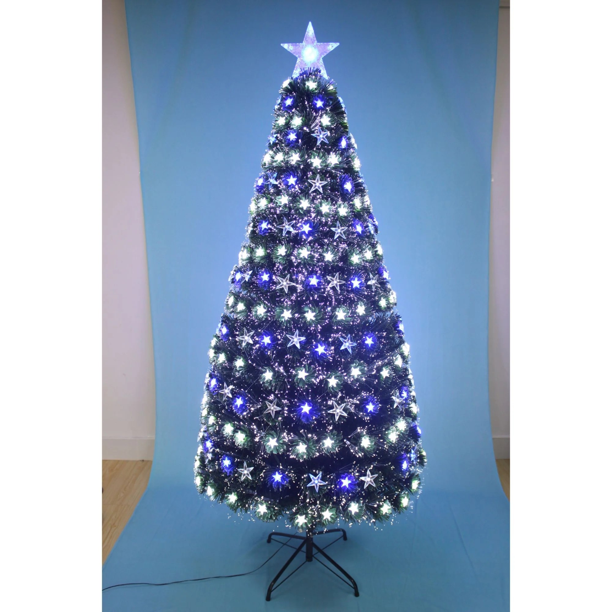 6' PreLit Slim Fiber Optic Artificial Christmas Tree Blue and White