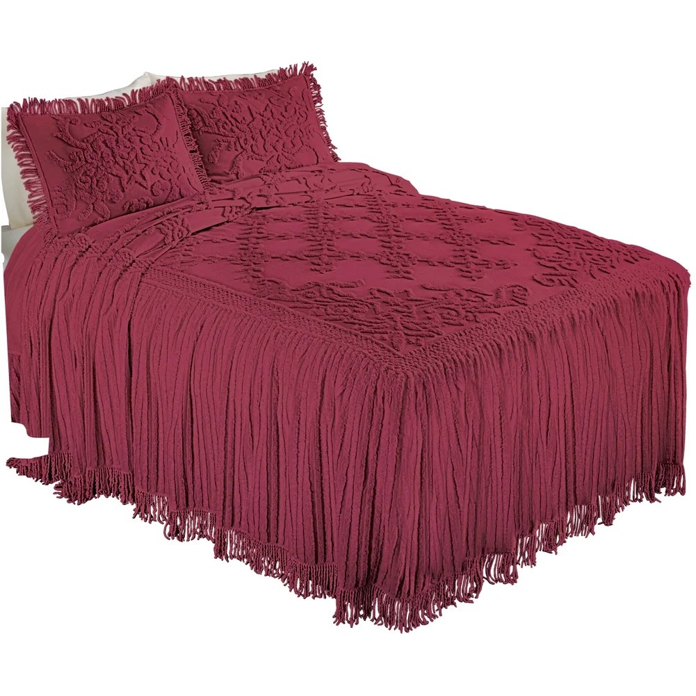 Collections Etc Romantic Floral Lattice Chenille Lightweight Bedspread