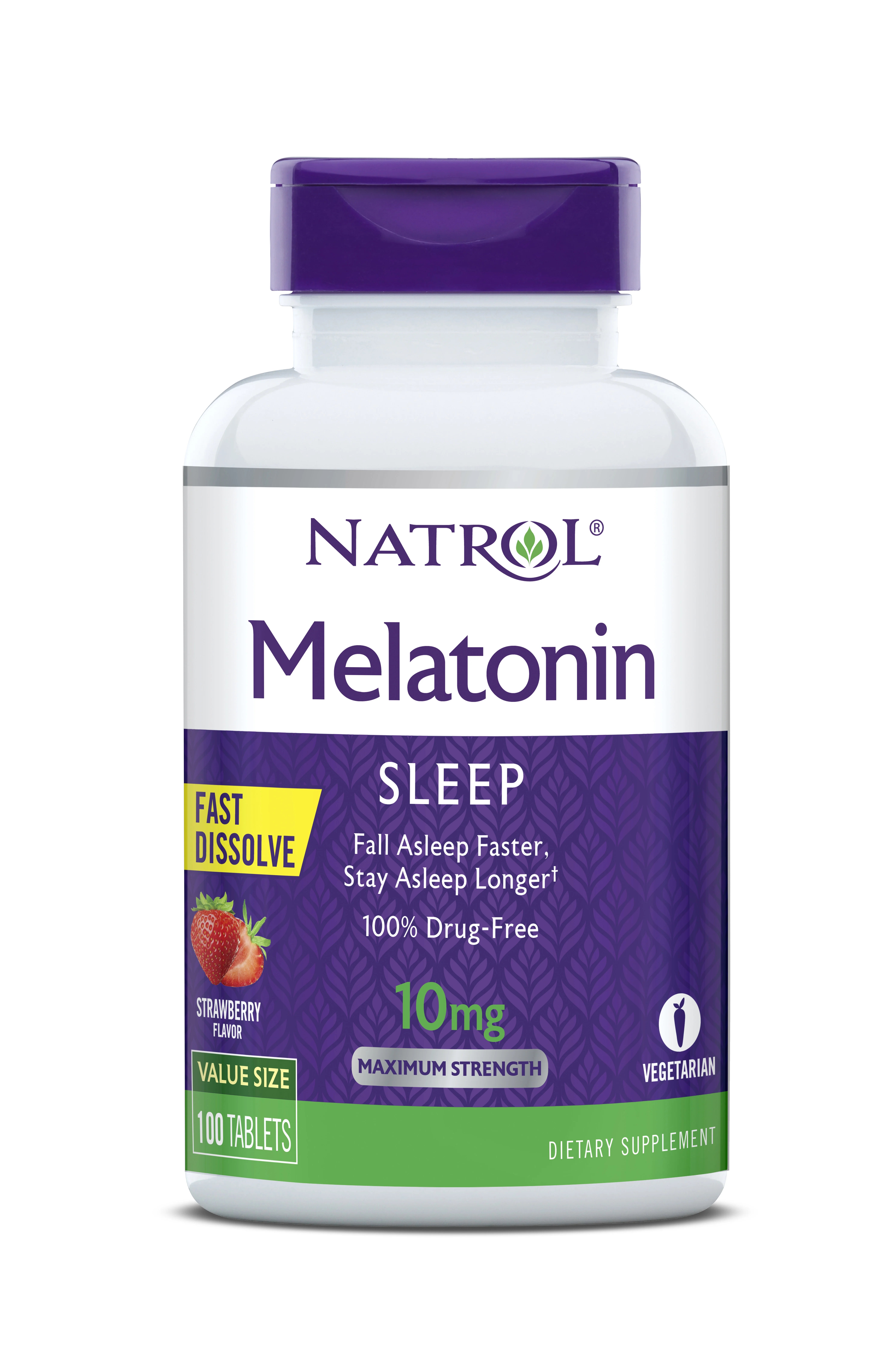 Natrol Melatonin Fast Dissolve Tablets, Strawberry, 10 Mg, 100 Ct