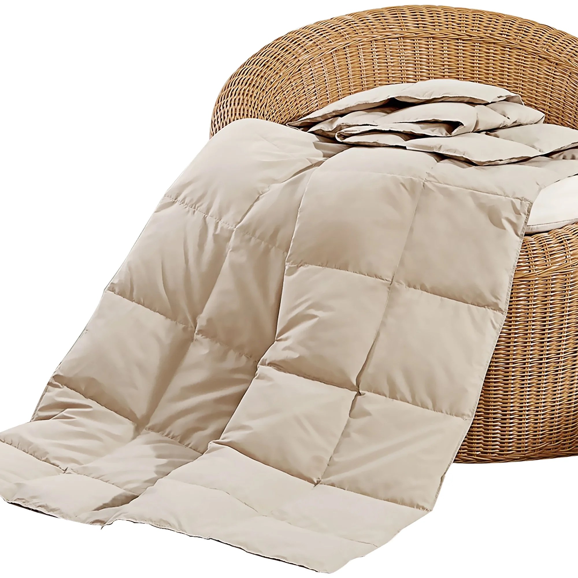 Peace Nest Natural Down and Feather Blanket/Throw, Tan, "50 x 70