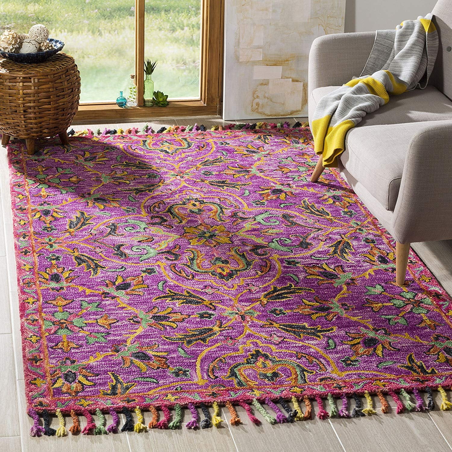Safavieh Blossom Collection Floral Vines Premium Wool Area Rug, 4' x 6