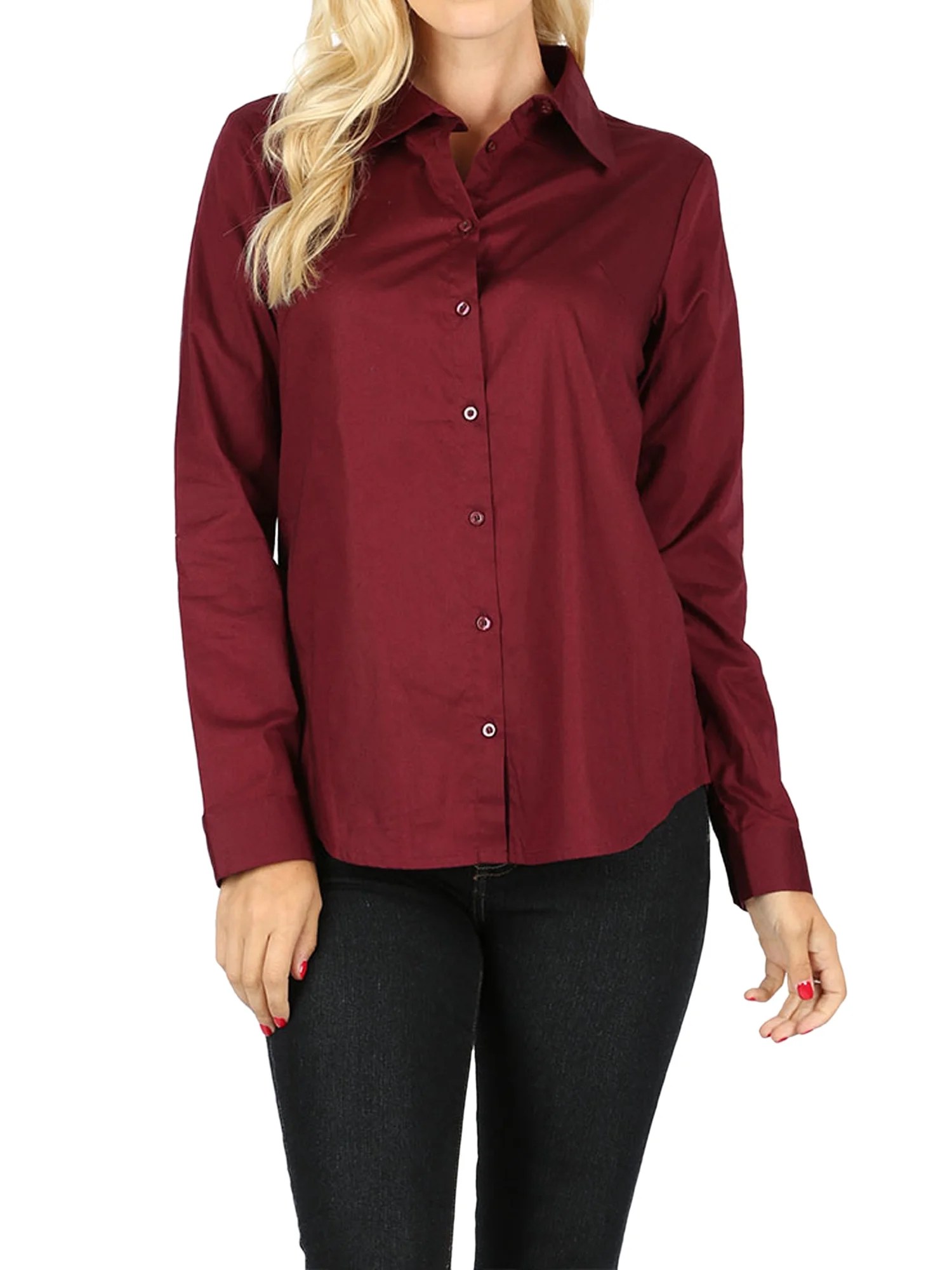 TheLovely Women's Basic Long Sleeve Button Down Blouse Shirt (S3XL