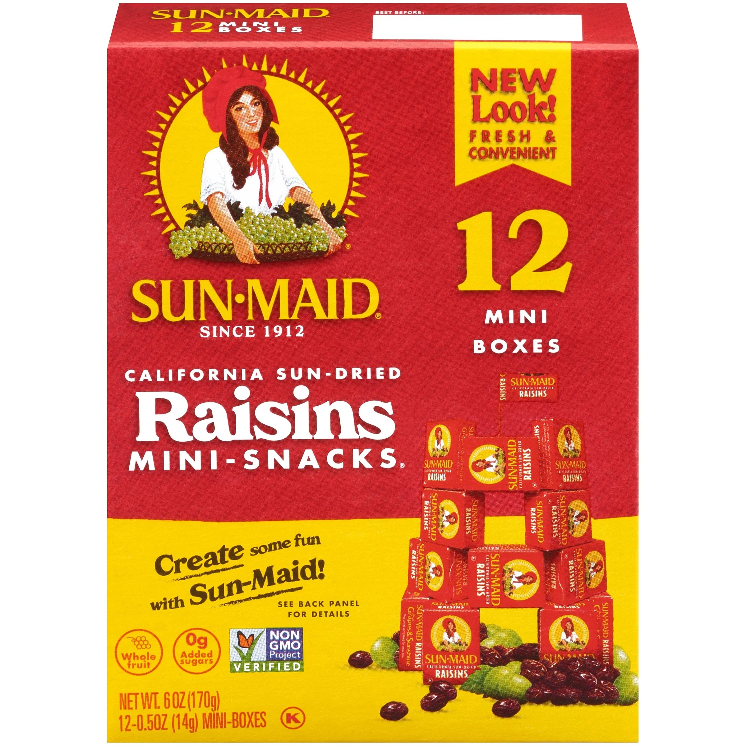 SunMaid California SunDried Raisins Mini Snacks, 0.5 Oz, 12 Count