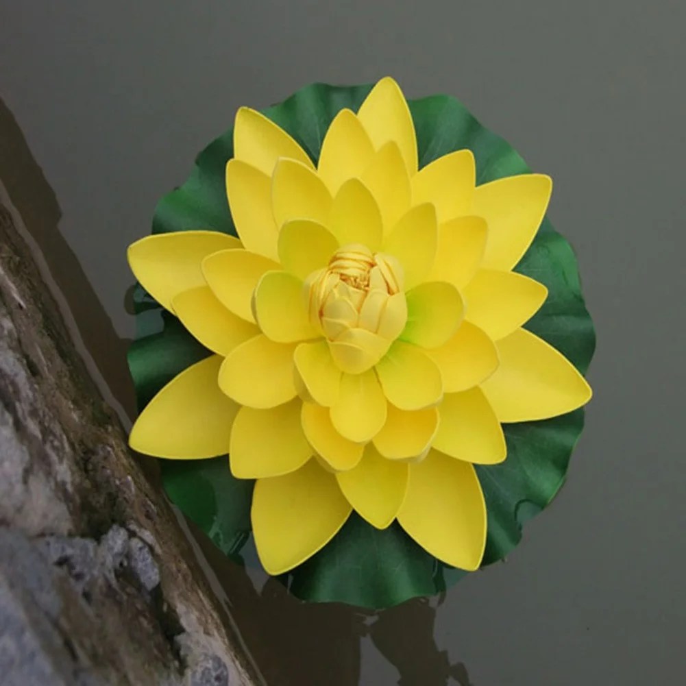18cm Artificial Water Lily Floating Lotus Flower Pond Aquarium Decor