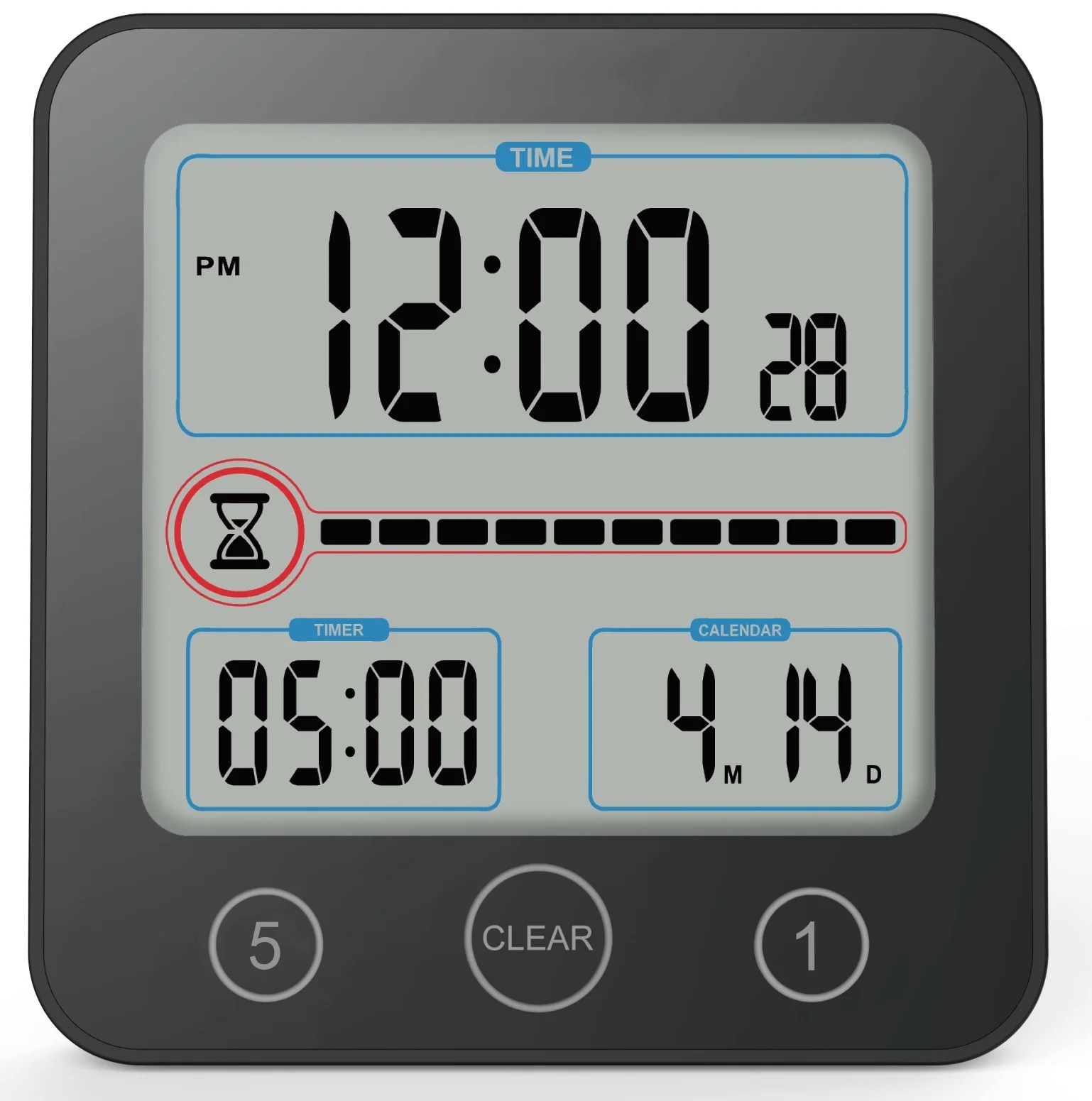 ToiletTree Products Digital Bathroom Shower Clock with Alarm & Large