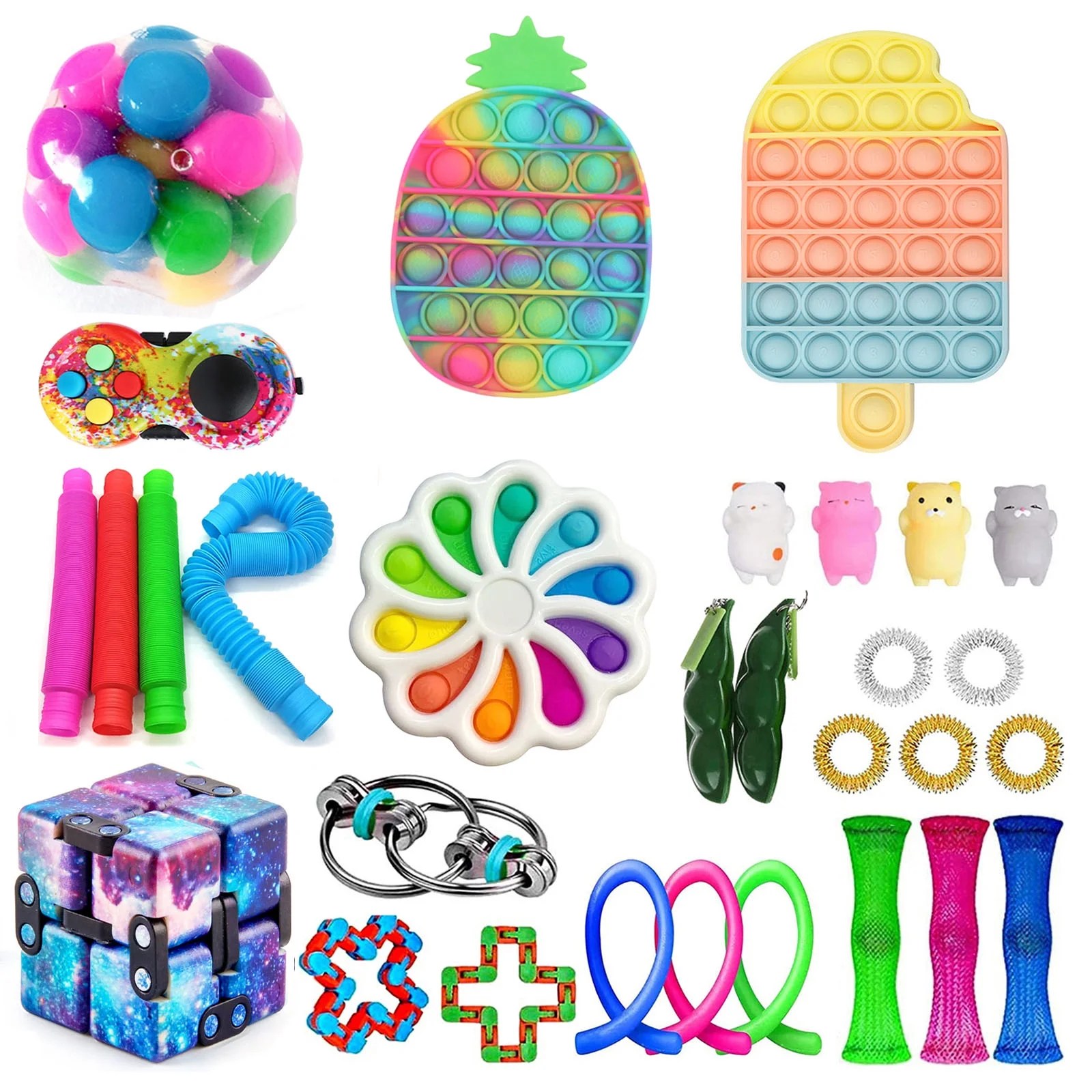 Sunisery Sensory Fidget Toy Set 30Pcs Stress Relief Toys Birthday Party