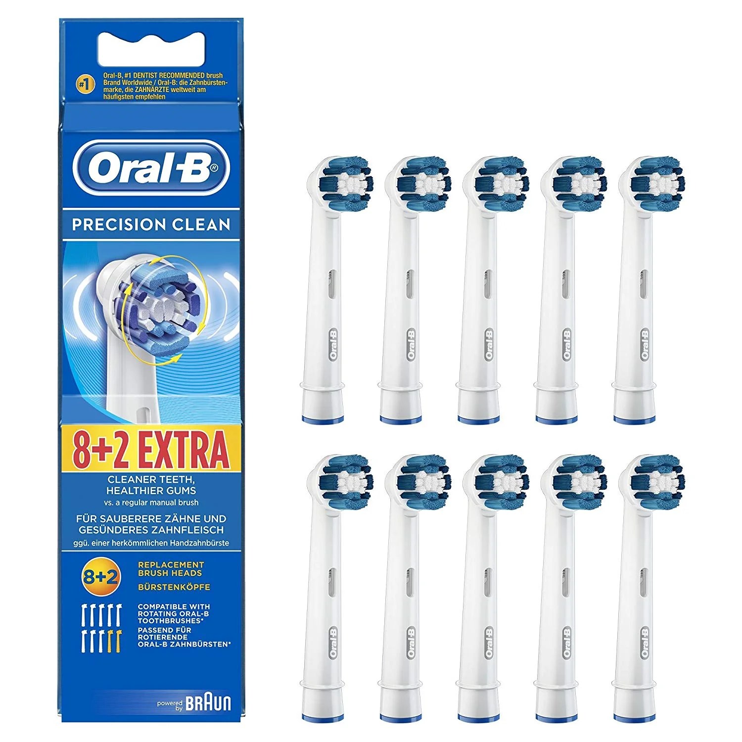 Original Braun OralB Precision Clean Replacement Toothbrush Heads 10