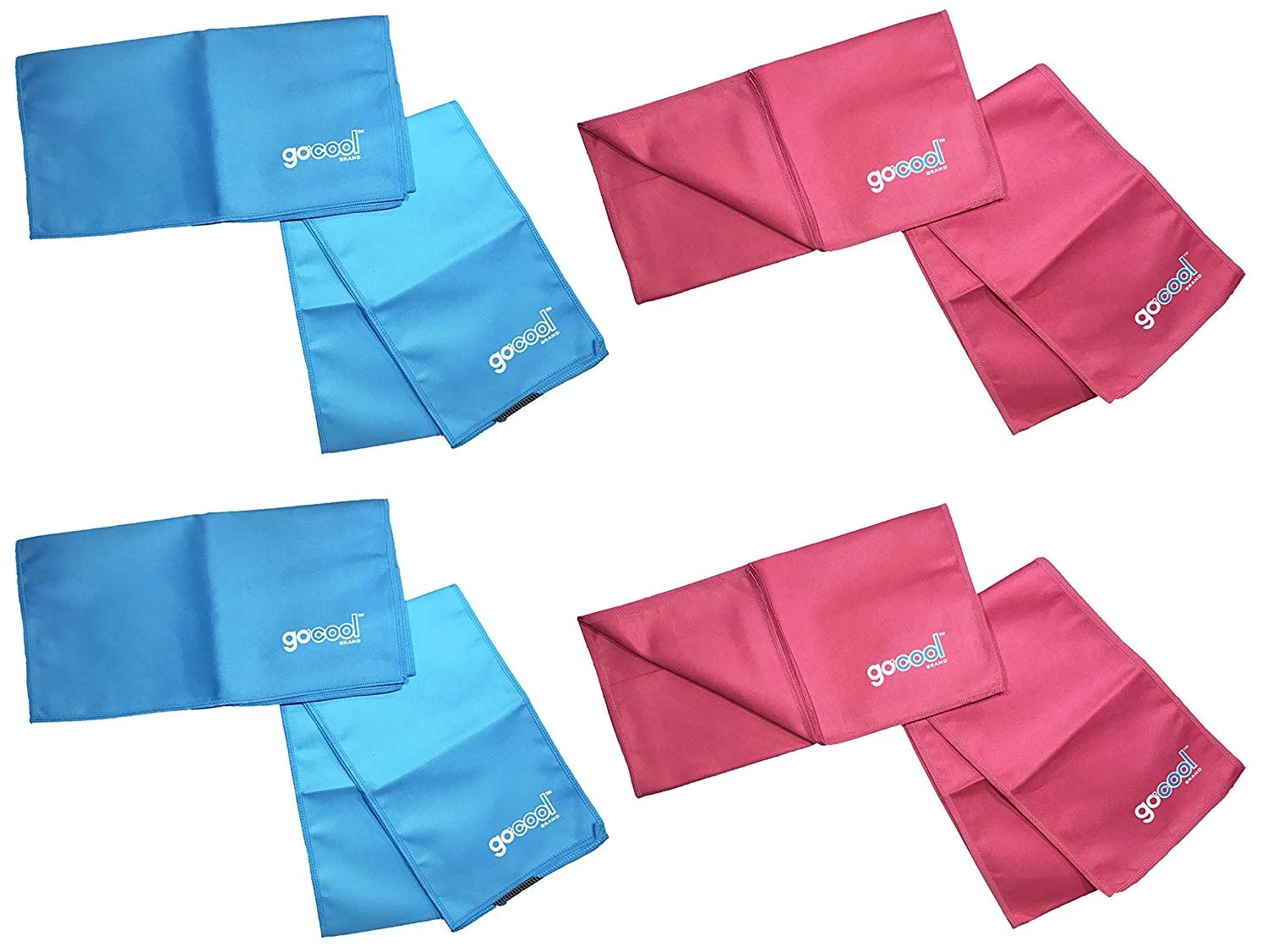 GoCool Instant Cooling Towel and Wrap Sets (Blue; 2 Towels & 2 Wraps; Pink; 2 Towels & 2 Wraps