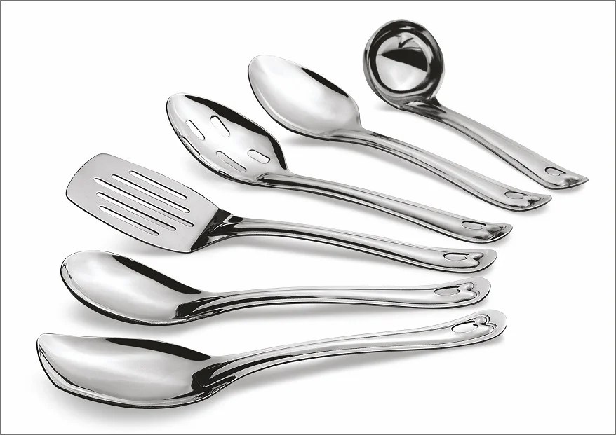 Complete 6 Piece 9" Stainless Steel Cooking & Serving Spoon Set