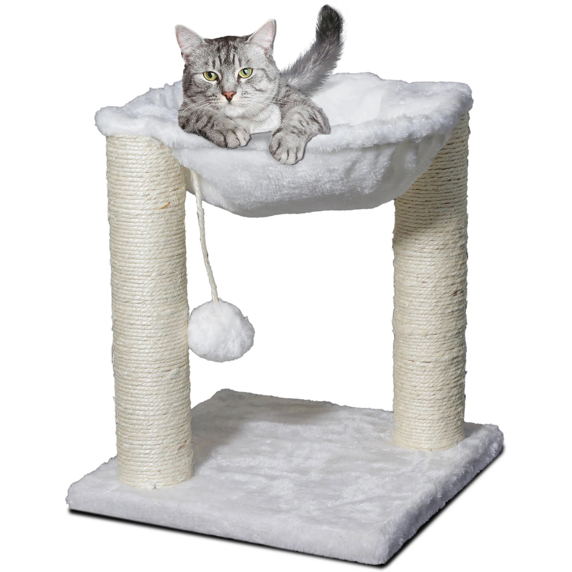 OxGord 18in Cat Tree & Condo Scratching Post Tower, Beige
