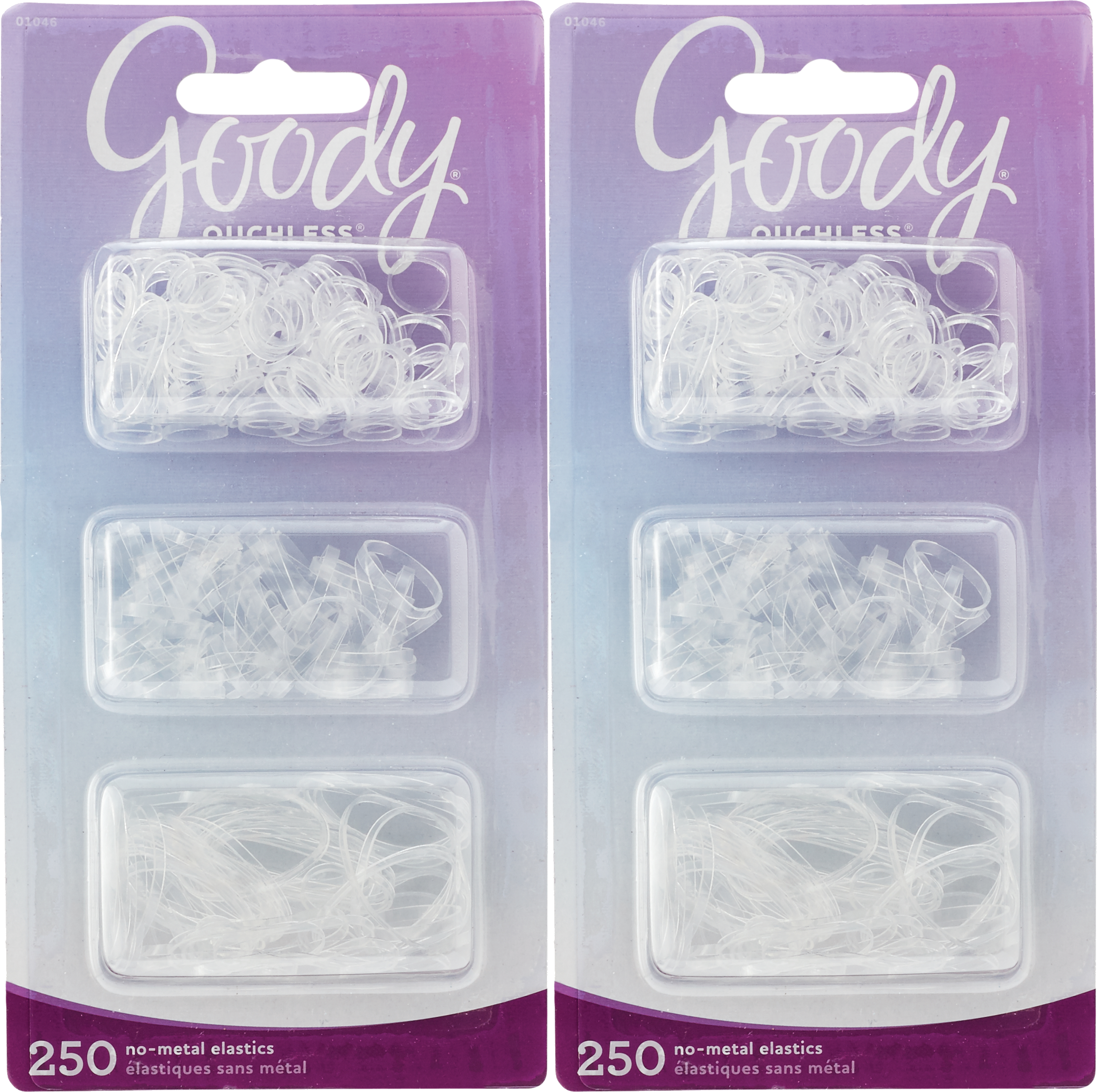 Goody Ouchless Elastic Hair Bands, Assorted Sizes, 500 count, Clear