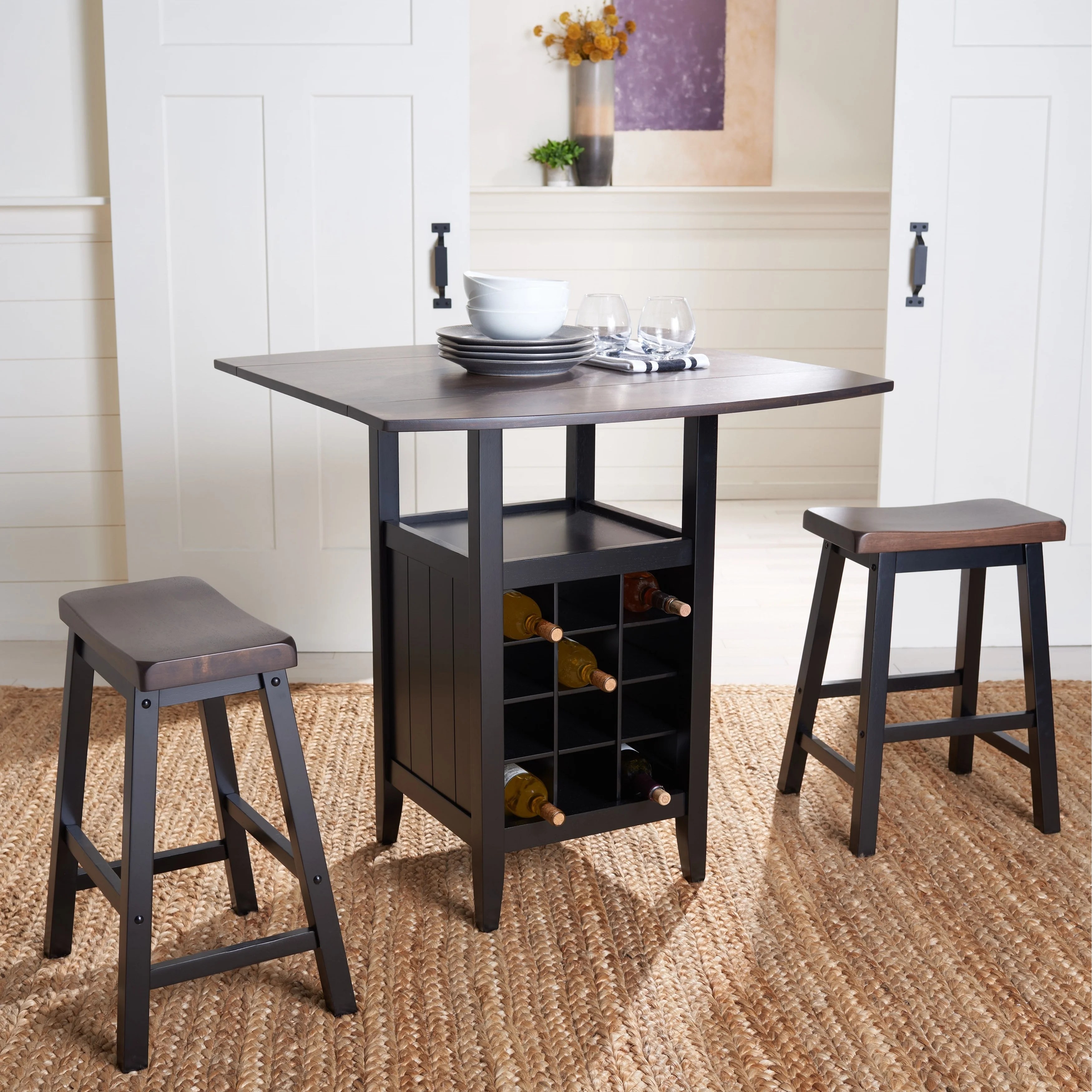 Safavieh Emeric 3Piece Set Drop Leaf Pub Table 36" W x 36" L x 36" H