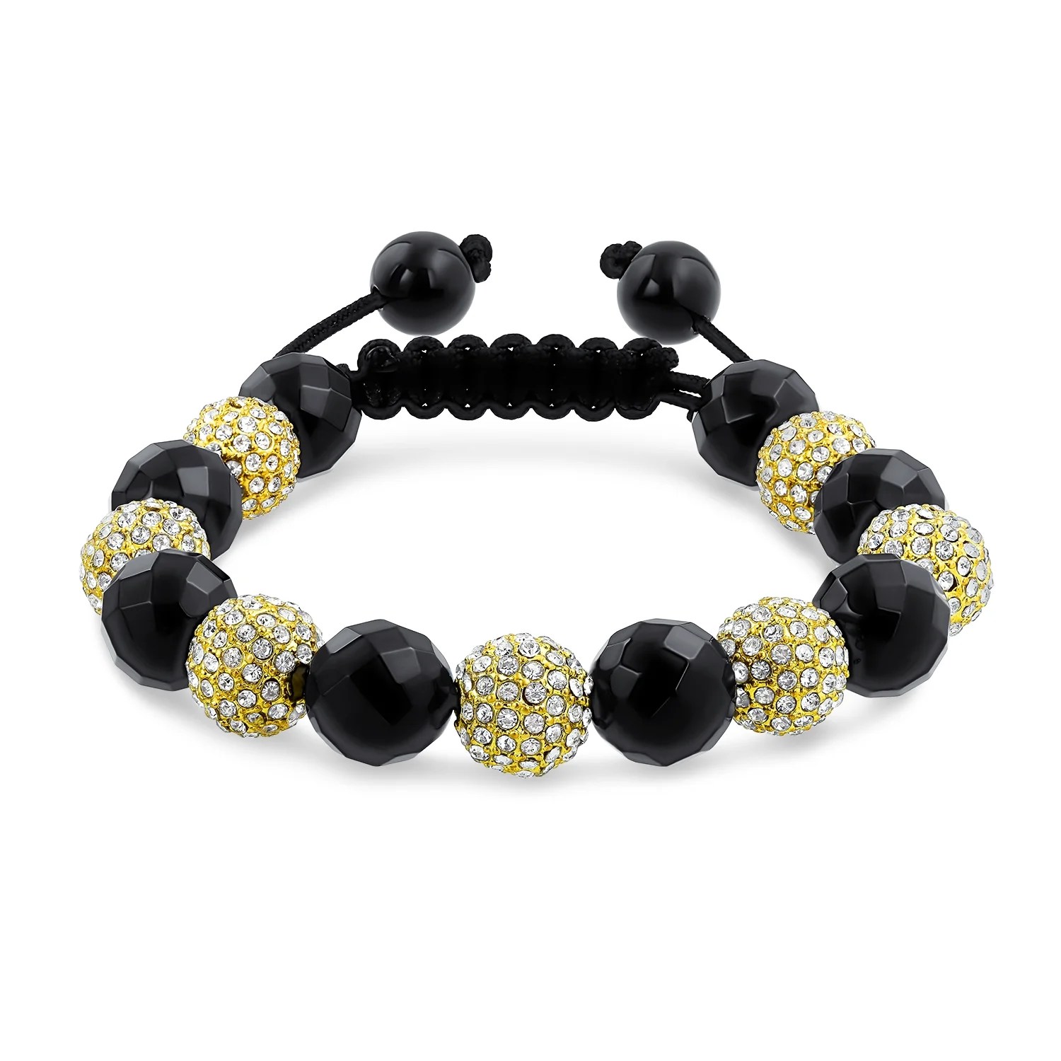 Bling Jewelry Black Gold Tone Pave Crystal Shamballa Inspired