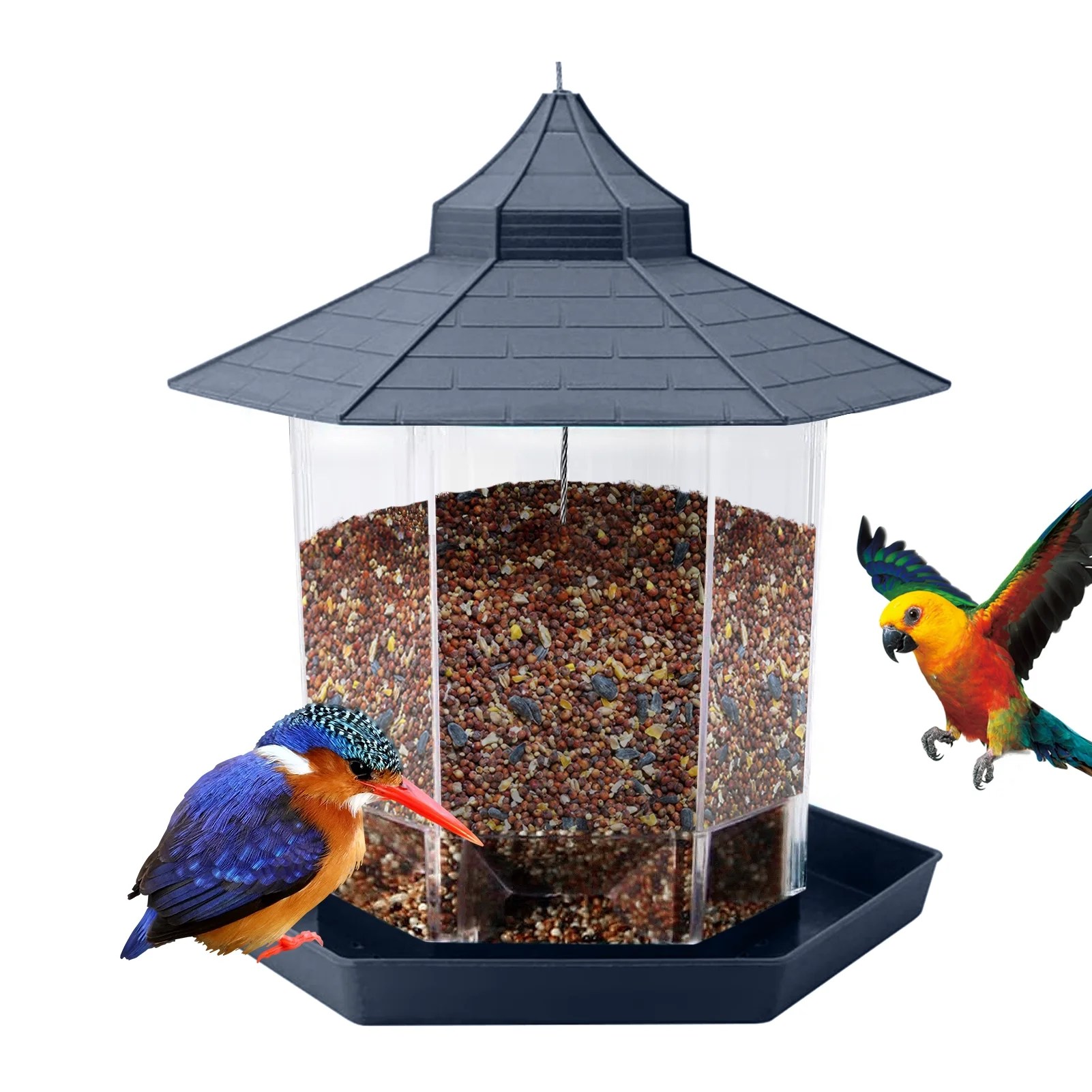 Meterk Hanging Bird Feeder Gazebo Wild Bird Feeders Hexagon Shaped with