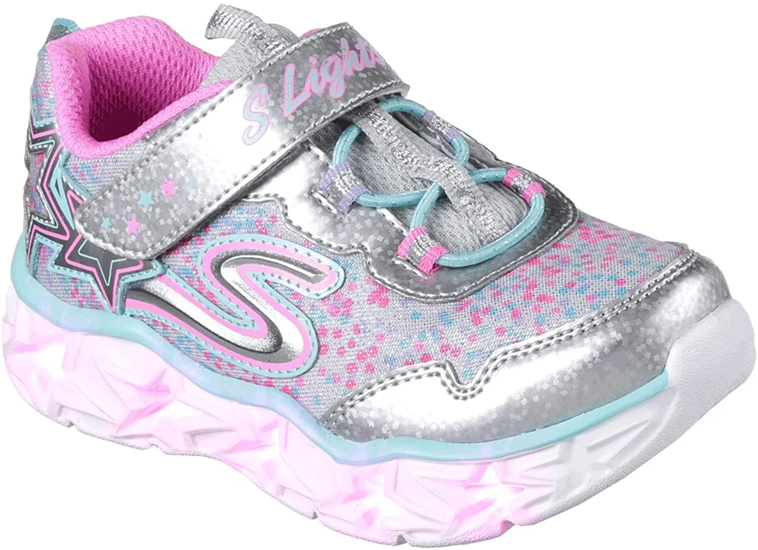 Skechers Kids' Galaxy Lights Sneaker,silver/multi,3 Medium Skechers Kids' Galaxy Lights Sneaker,silver/multi,3 Medium