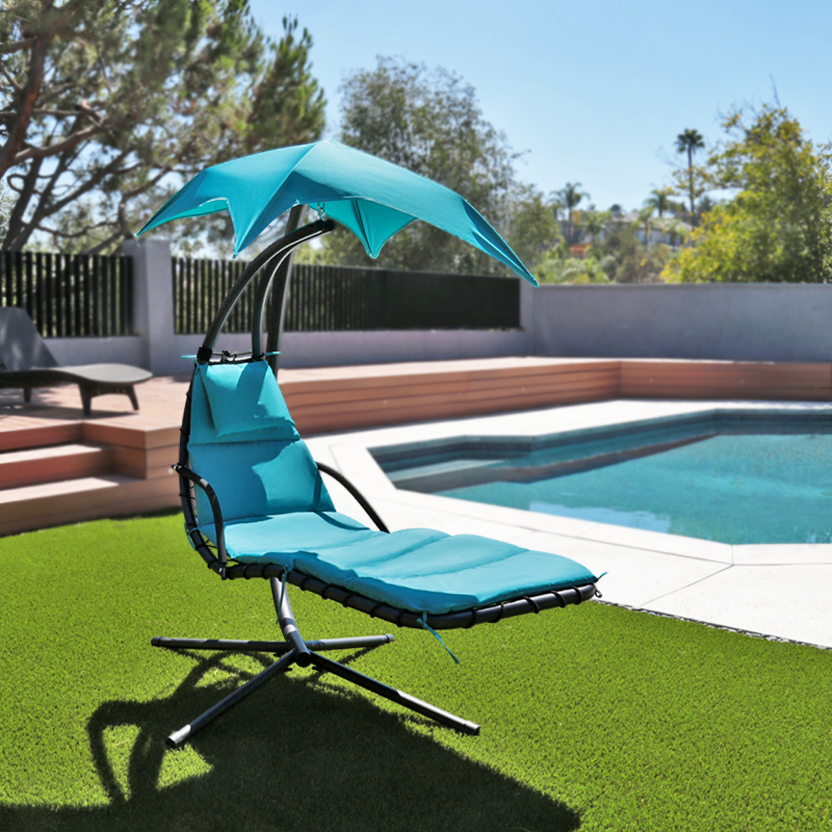 Geniqua Hammock Chair Hanging Lounge Chaise Outdoor Patio Porch Canopy