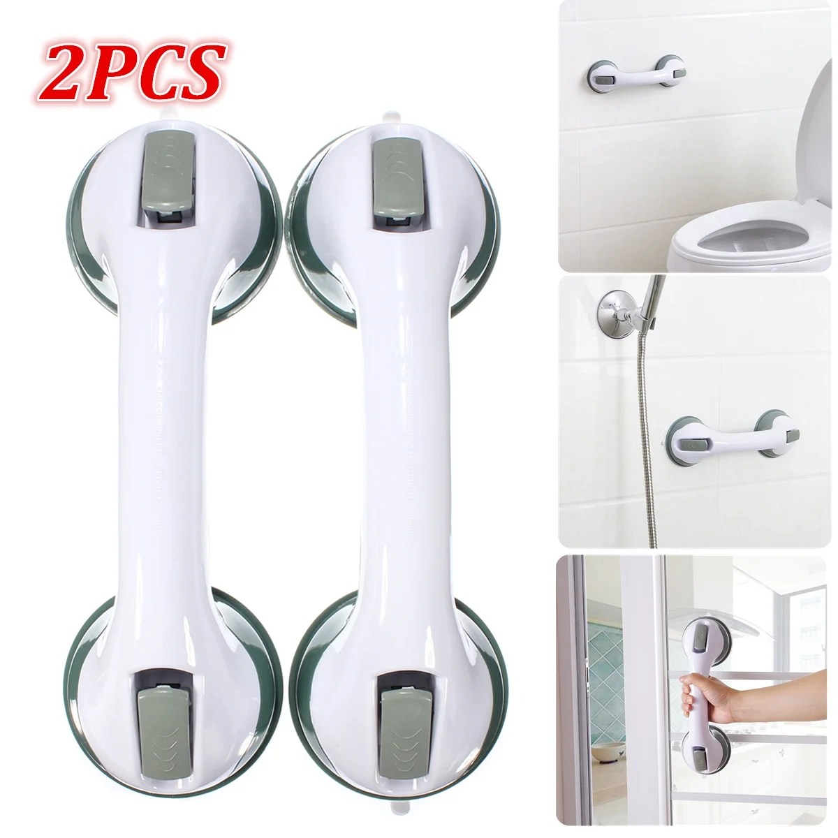 Generic 1 Pair Bathroom Shower Support Grab Bar Grip Powerful Suction