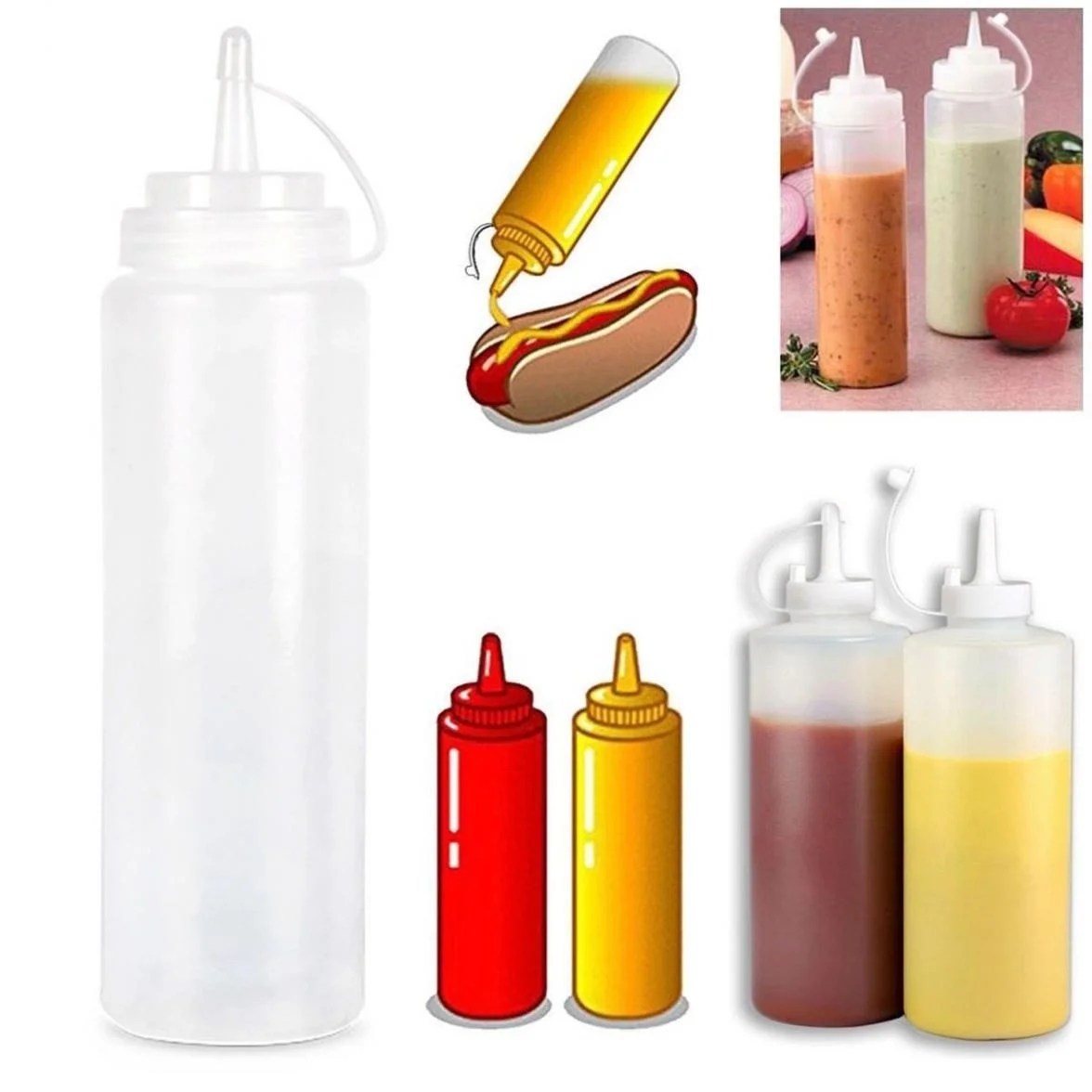 Picnic Bottle BBQ Condiments Squeeze Plastic Sauce Ketchup Mayonnaise