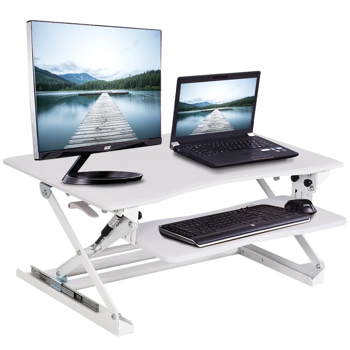 Costway Height Adjustable Computer Desk Sit/Stand Desktop Costway Height Adjustable Computer Desk Sit/Stand Desktop