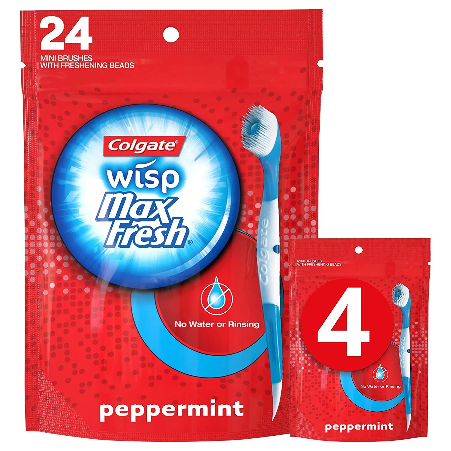 Colgate Max Fresh Wisp Disposable Mini Travel Toothbrushes, Peppermint