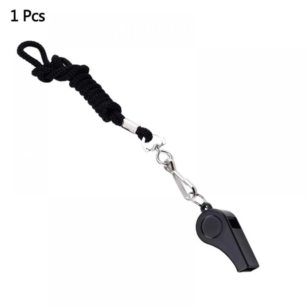 Practical Football Soccer Sports Referee Aluminum Alloy Whistle Lanyard