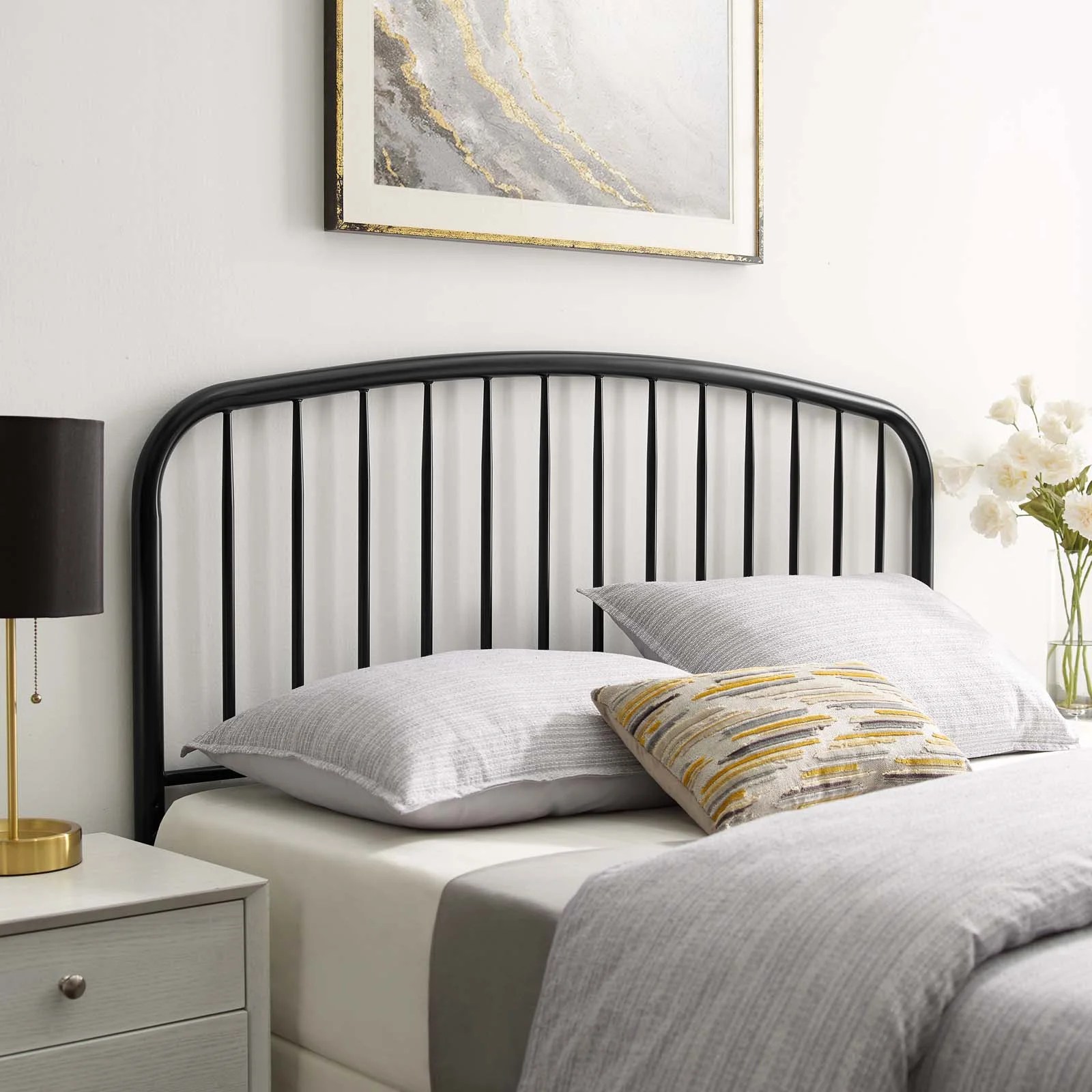 Modway Nova King Metal Headboard, Black