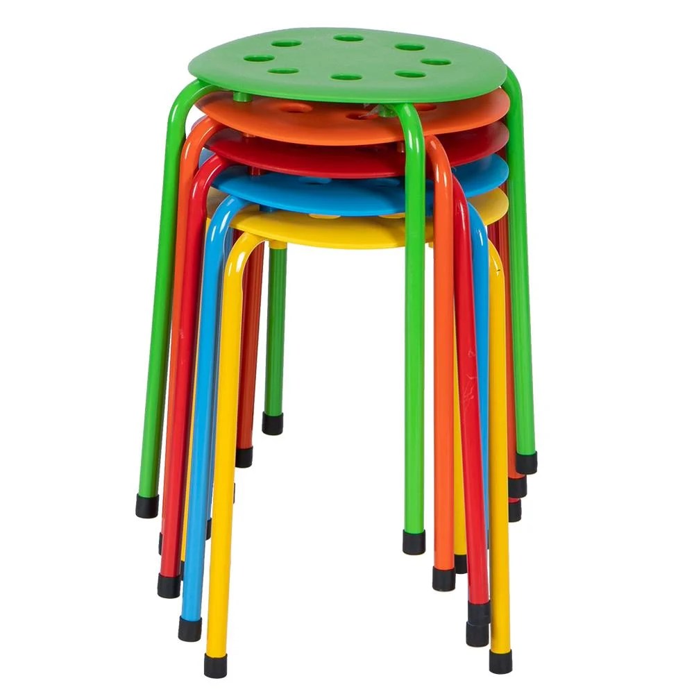 SamyoHome Set of 5 Round Stacking Stools Stackable Stools Chairs for Kids and Adults In Five