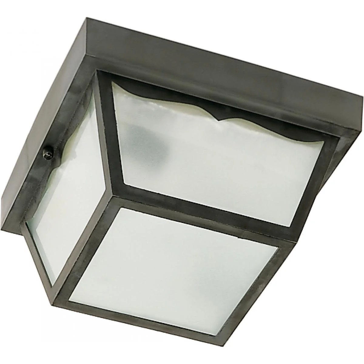 1 Light 10" Carport Flush Mount With Frosted Acrylic Panels