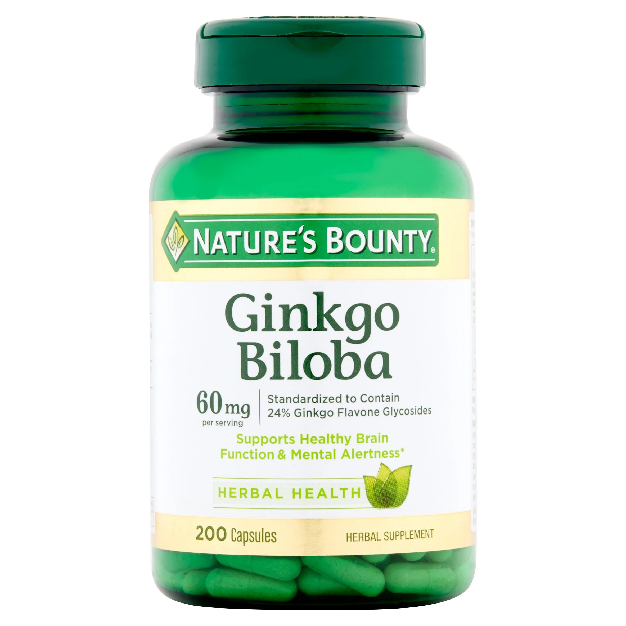 Nature's Bounty Ginkgo Biloba Capsules, 60 mg, 200 count